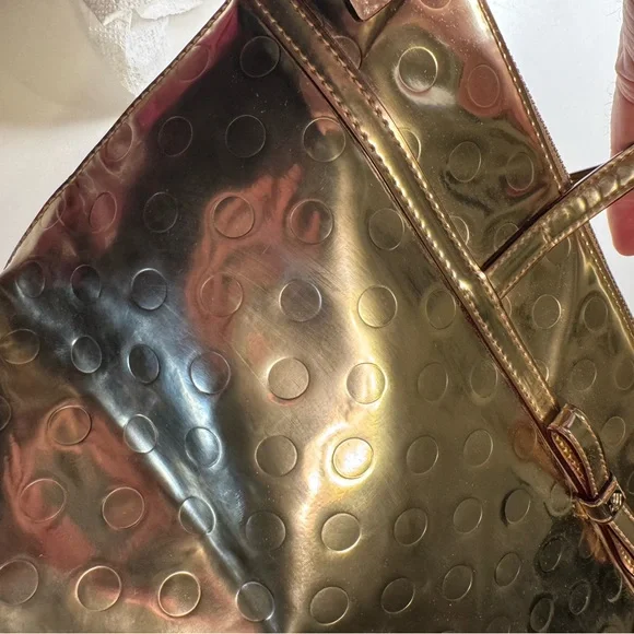 Retro Kate Spade New York Gold Metallic Tote Bag Purse RARE Handbag - Picture 14 of 16